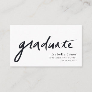 Handwritten Script Graduate White Business Card