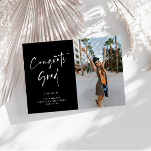Handwritten Script Graduation Announcement Card