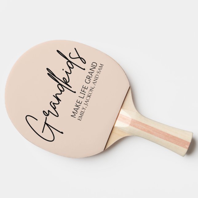 Handwritten Script Grandkids make life Grand  Ping Pong Paddle (Side)