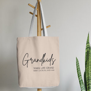 Handwritten Script Grandkids make life Grand  Tote Bag