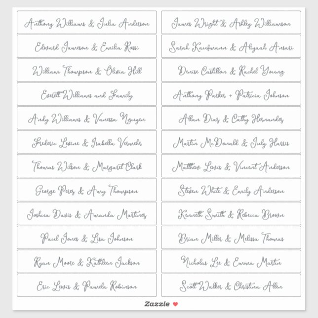Handwritten Script Guest Names Labels White (Sheet)