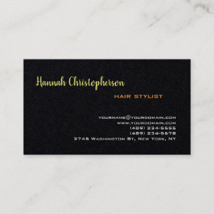 Handwritten Script Hair Stylist Modern Black Plain Business Card