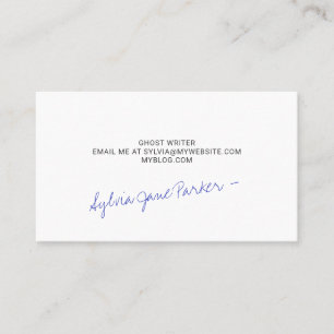 Handwritten Script Ink Blue Signature Simple Business Card