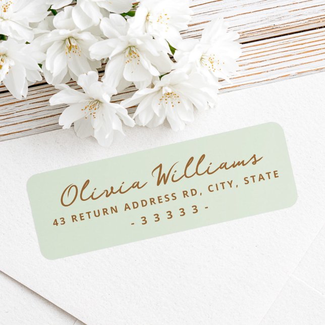 Handwritten script light sage green return address label (Handwritten script light sage green return address label)