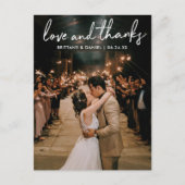 Handwritten Script Love Thanks Wedding Postcard (Front)