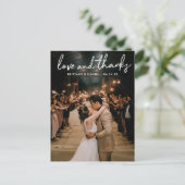 Handwritten Script Love Thanks Wedding Postcard (Standing Front)