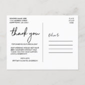 Handwritten Script Love Thanks Wedding Postcard (Back)