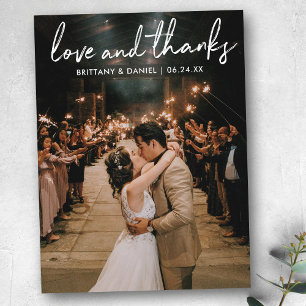 Handwritten Script Love Thanks Wedding Postcard