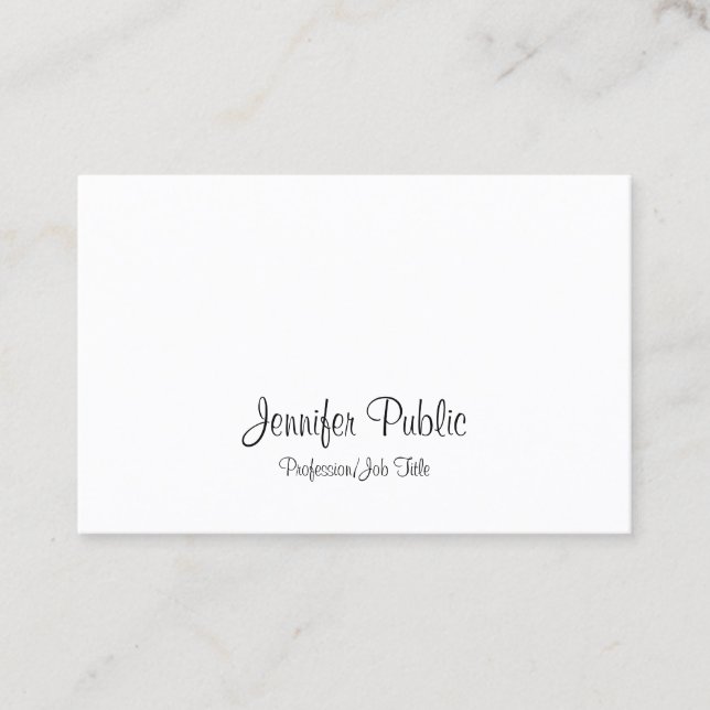 Handwritten Script Modern Elegant Clean Trendy Business Card (Front)