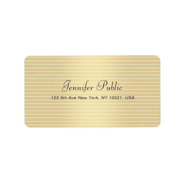 Handwritten Script Modern Elegant Faux Gold Trendy Label (Front)