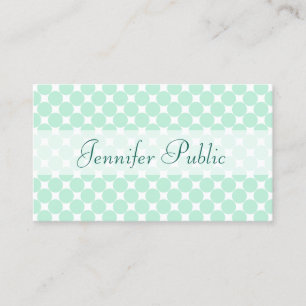 Handwritten Script Modern Elegant Mint Green White Business Card
