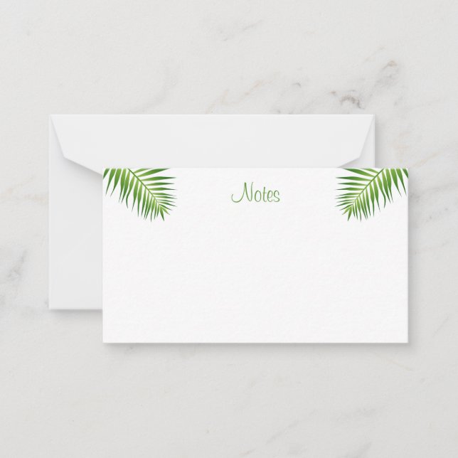 Handwritten Script Modern Elegant Palm Leaves Card (Front)