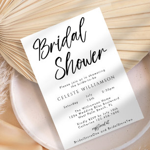 Handwritten Script Modern Minimalist Bridal Shower Invitation