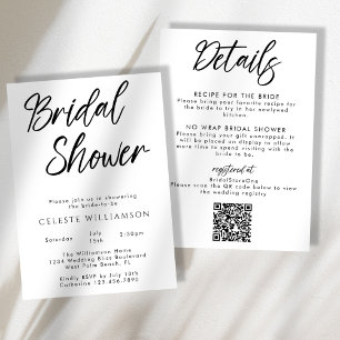 Handwritten Script Modern Minimalist Bridal Shower Invitation