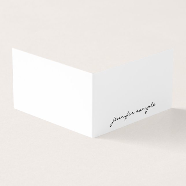 Handwritten Script Modern Minimalist Elegant Sleek Business Card (Outside)