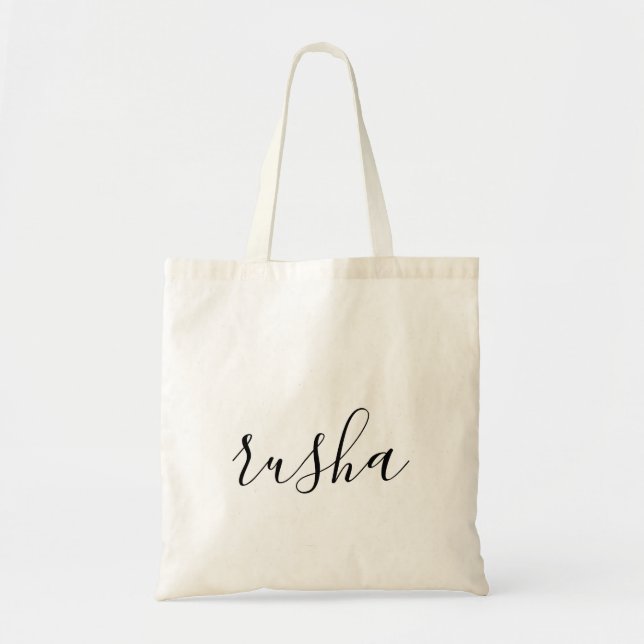 Handwritten Script Modern Monogram Name Tote Bag (Front)