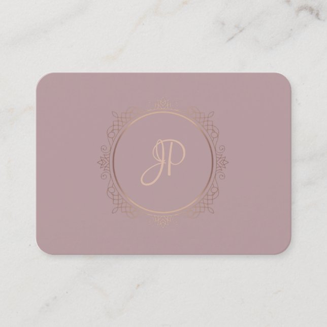 Handwritten Script Modern Monogram Template Business Card (Front)