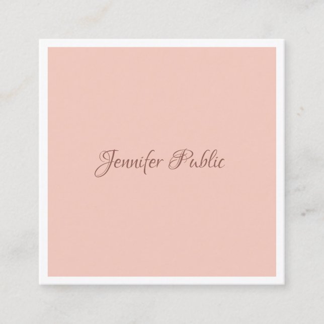 Handwritten Script Modern Simple Template Elegant Square Business Card (Front)
