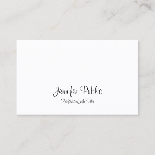 Handwritten Script Modern Sleek Elegant Plain Chic Business Card (Front)