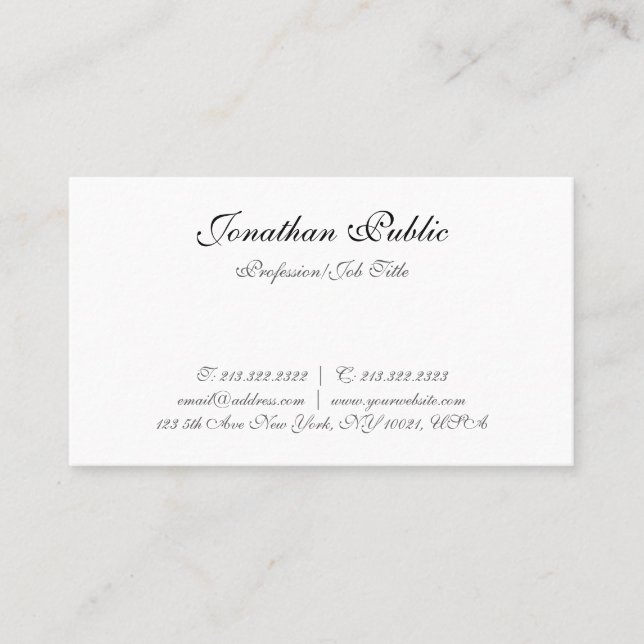 Handwritten Script Modern Template Professional Business Card (Front)
