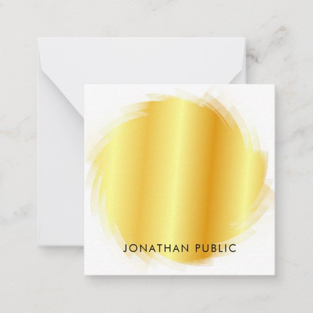 Handwritten Script Monogram Elegant Faux Gold Card (Front)