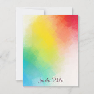 Handwritten Script Monogram Rainbow Colours Card
