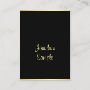 Handwritten Script Name Black Gold Template Modern Business Card