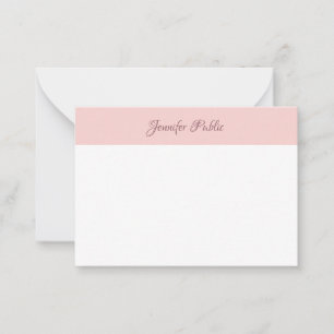 Handwritten Script Name Blush Pink White Elegant Card