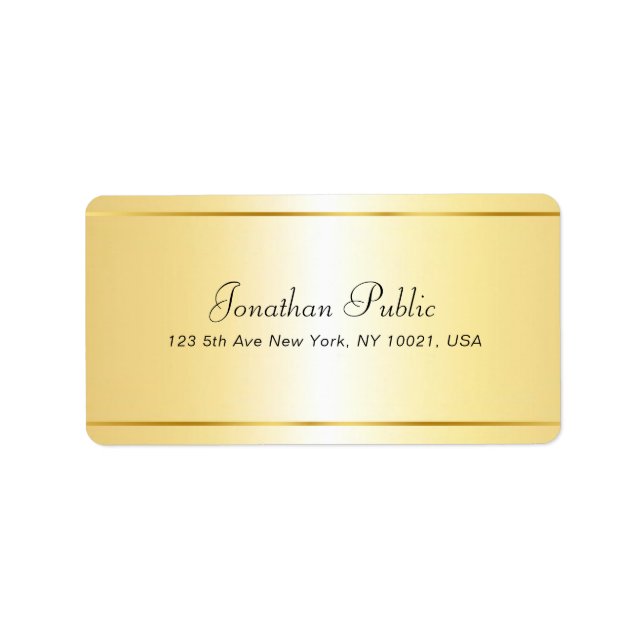 Handwritten Script Name Elegant Gold Template Label (Front)