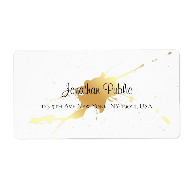 Handwritten Script Name Elegant Modern Gold Splash (Front)