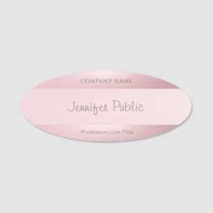Handwritten Script Name Elegant Rose Gold Modern Name Tag
