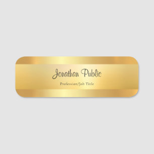 Handwritten Script Name Gold Elegant Template Name Tag