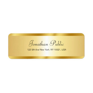 Handwritten Script Name Gold Template Elegant Return Address Label