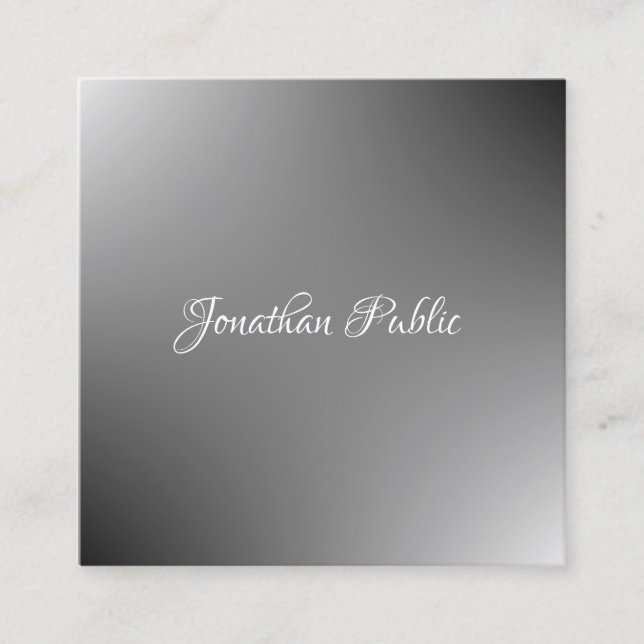 Handwritten Script Name Modern Template Elegant Square Business Card (Front)