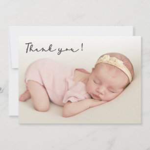Handwritten Script Newborn Baby Photo Thank You