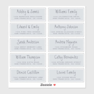 Handwritten Script Pastel Blue Address Labels