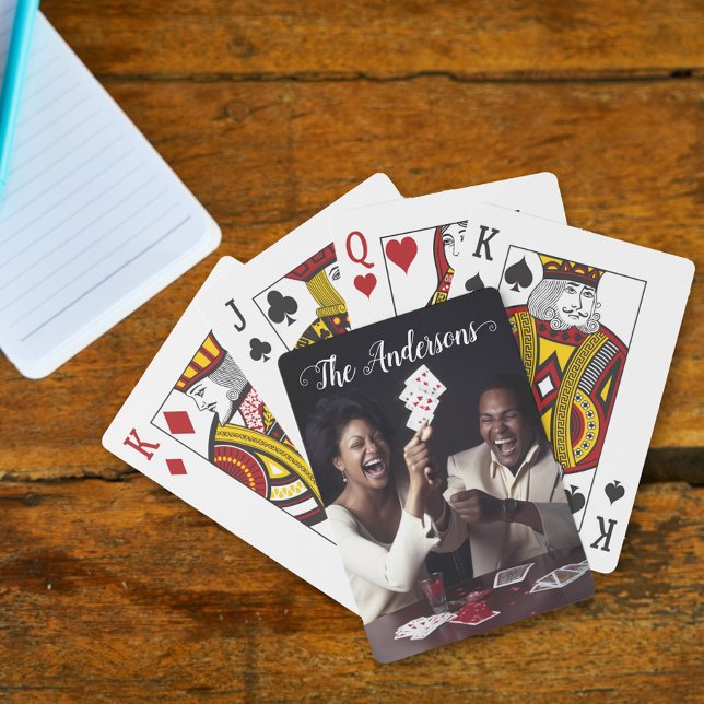 Handwritten Script Personalized Photo Calligraphy  Playing Cards (Creator Uploaded)