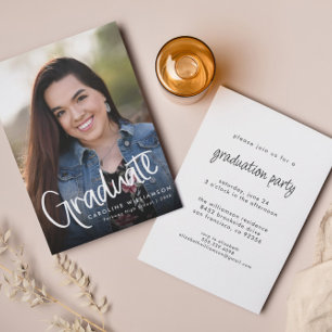 Handwritten Script Photo Graduation Invitation