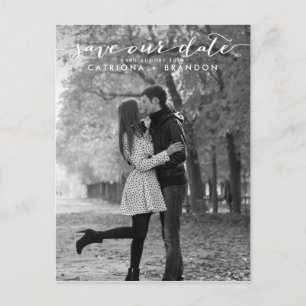 Handwritten Script Photo Save Our Date Postcard