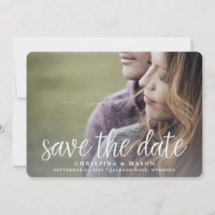 Handwritten Script Photo Save the Date