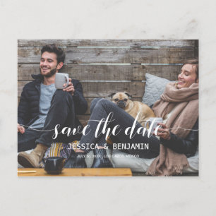 Handwritten Script Photo Save The Date Postcard