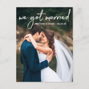 Handwritten Script Photo We Got Married Postcard