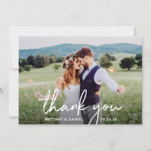 Handwritten Script Photo Wedding Thank You Card