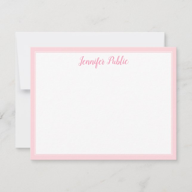 Handwritten Script Pink Border Modern Template (Front)