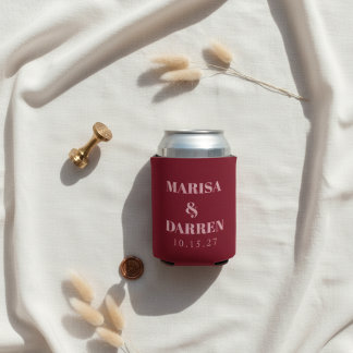 Handwritten Script Pink Custom Wedding Can Cooler