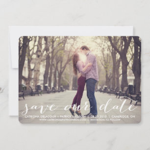 Handwritten Script Save Our Date Announcement