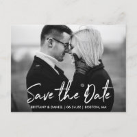 Handwritten Script Save the Date Black and White