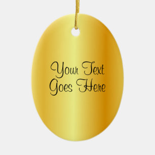 Handwritten Script Template Gold Metallic Look Ceramic Ornament