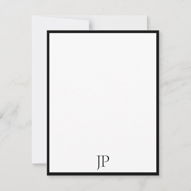Handwritten Script Text Elegant Monogram Classic Card (Front)