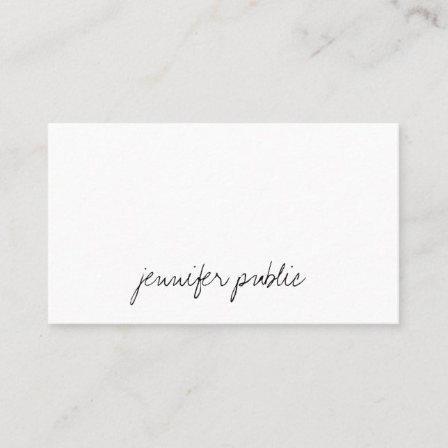 Handwritten Script Text Professional Simple Modern Business Card (Front)